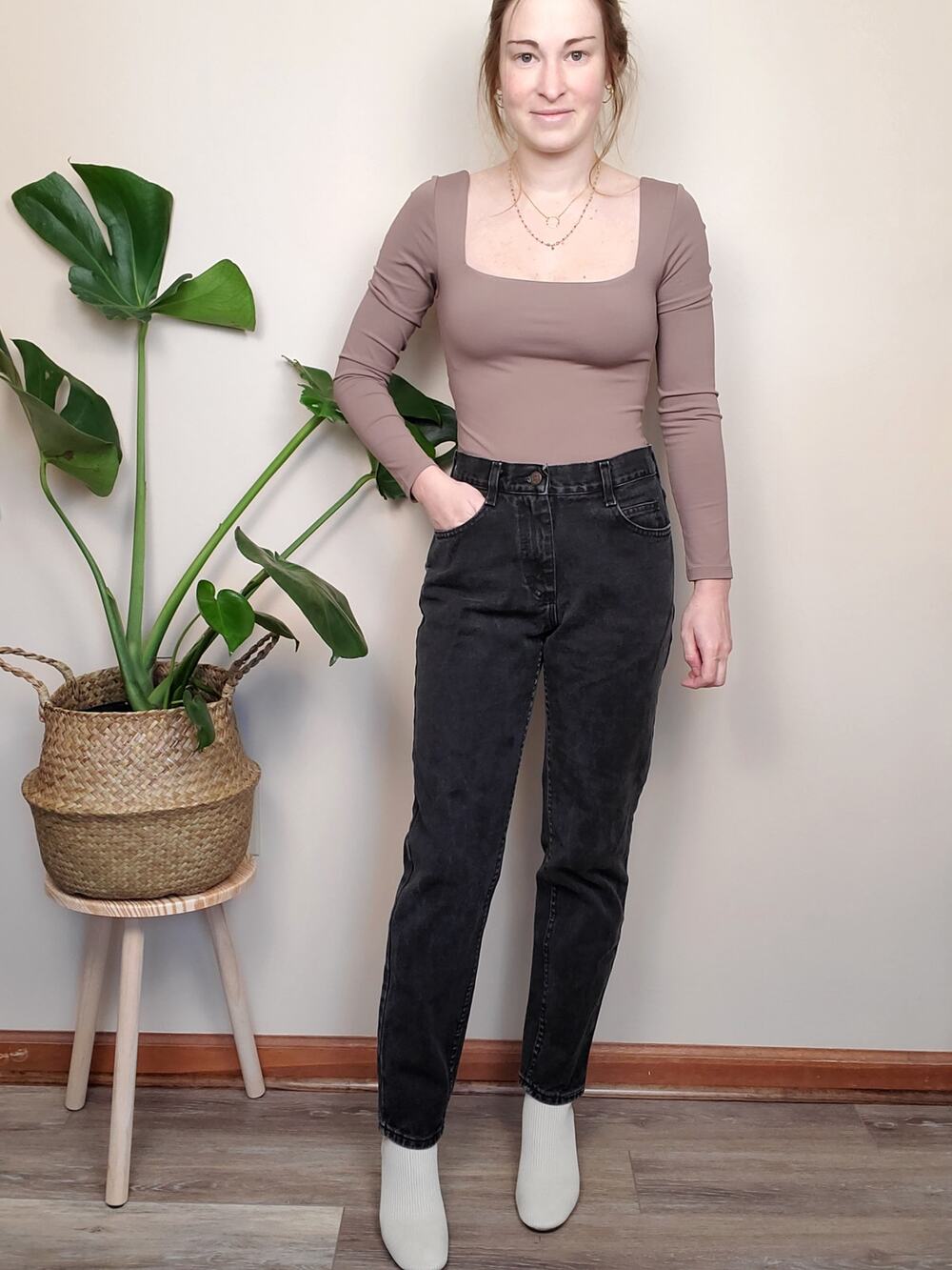 Vintage 80s 90s Lee Mom Jean Washed Black 25"